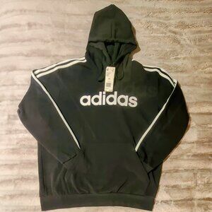adidas Black Hoodie with White Logo and Stripe Detail